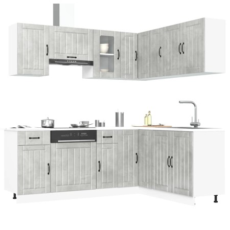 Mueble cocina Lucca gris hormigón 11 pzas madera contrachapada by , Kitchen cabinets - Ref: Foro24-3314955, Price: 690,52 €, ...