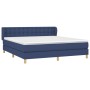 Cama box spring con colchón tela azul 180x200 cm