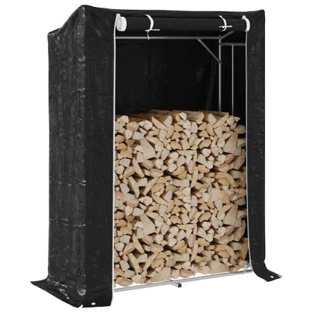 Leñero con protector de lluvia 150x60x200 cm acero galvanizado by , Firewood bags and holders - Ref: Foro24-4104953, Price: 9...