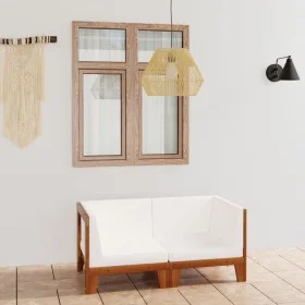Two-seater sofa and cream white cushions made of solid acacia wood by vidaXL, Garden sets - Ref: Foro24-3058112, Price: 248,7...