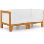 Sofá 2 plazas y cojines blanco crema madera maciza de acacia de vidaXL, Conjuntos de jardín - Ref: Foro24-3058112, Precio: 25...