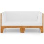 Sofá 2 plazas y cojines blanco crema madera maciza de acacia de vidaXL, Conjuntos de jardín - Ref: Foro24-3058112, Precio: 25...