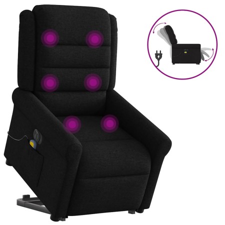 Sillón de masaje eléctrico reclinable elevable tela negro by , Armchairs - Ref: Foro24-3303346, Price: 339,37 €, Discount: %