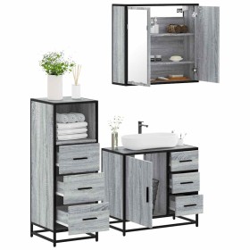 Set de muebles de baño 3 pzas madera contrachapada gris sonoma by , Bathroom furniture - Ref: Foro24-3301018, Price: 263,78 €...