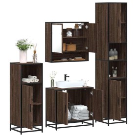 Set de muebles baño 4 pzas madera contrachapada roble marrón by , Bathroom furniture - Ref: Foro24-3301219, Price: 331,81 €, ...