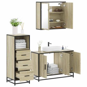 Set de muebles de baño 3 pzas madera contrachapada roble Sonoma de , Muebles de baño - Ref: Foro24-3301011, Precio: 232,40 €,...