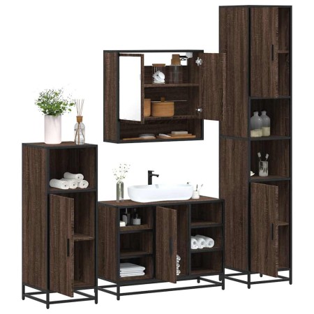 Set de muebles baño 4 pzas madera contrachapada roble marrón by , Bathroom furniture - Ref: Foro24-3301244, Price: 401,68 €, ...