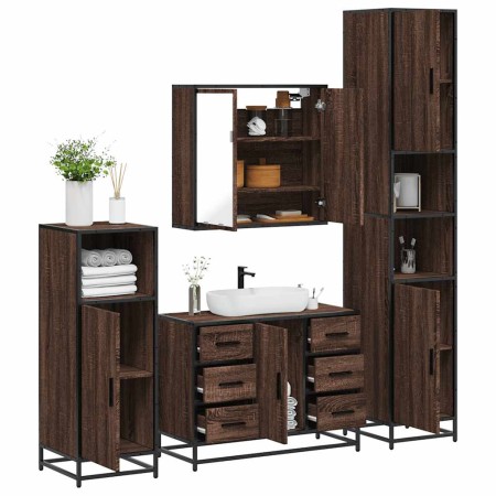 Set de muebles baño 4 pzas madera contrachapada roble marrón by , Bathroom furniture - Ref: Foro24-3301204, Price: 428,24 €, ...
