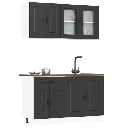 Mueble de cocina Kalmar negra 4 piezas madera contrachapada von , Küchenschränke - Ref: Foro24-3314852, Preis: 327,11 €, Raba...