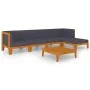 Garden furniture and cushions set 6 pieces solid acacia wood by vidaXL, Garden sets - Ref: Foro24-3058111, Price: 703,19 €, D...