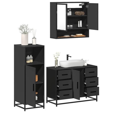 Juego de muebles de baño 3 pzas madera contrachapada negro von , Badezimmermöbel - Ref: Foro24-3300990, Preis: 269,07 €, Raba...