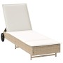 Tumbona con ruedas y cojín ratán sintético beige by , Loungers - Ref: Foro24-4104037, Price: 159,77 €, Discount: %