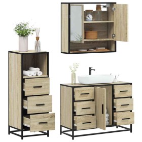 Set de muebles de baño 3 pzas madera contrachapada roble Sonoma von , Badezimmermöbel - Ref: Foro24-3301051, Preis: 265,39 €,...