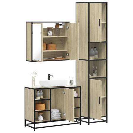 Set de muebles de baño 3 pzas madera contrachapada roble Sonoma von , Badezimmermöbel - Ref: Foro24-3301091, Preis: 295,12 €,...