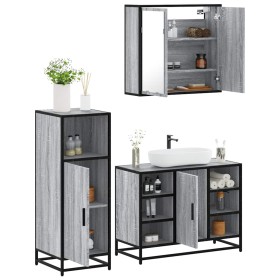 Set de muebles de baño 3 pzas madera contrachapada gris sonoma by , Bathroom furniture - Ref: Foro24-3300973, Price: 229,00 €...