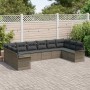 Conjunto de sofá de jardín con cojín 10 pcs Gris Poliratán