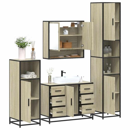 Juego de muebles de baño 4 pzas contrachapada roble sonoma von , Badezimmermöbel - Ref: Foro24-3301231, Preis: 441,12 €, Raba...
