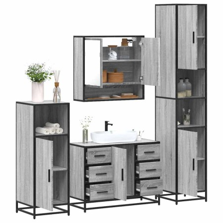 Set de muebles de baño 4 pzas madera contrachapada gris sonoma by , Bathroom furniture - Ref: Foro24-3301233, Price: 478,86 €...
