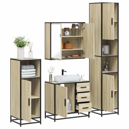 Juego de muebles de baño 4 pzas contrachapada roble sonoma von , Badezimmermöbel - Ref: Foro24-3301196, Preis: 421,00 €, Raba...