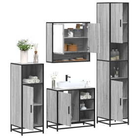 Set de muebles de baño 4 pzas madera contrachapada gris sonoma by , Bathroom furniture - Ref: Foro24-3301238, Price: 374,36 €...