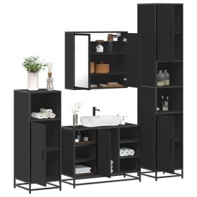 Juego de muebles de baño 4 pzas madera contrachapada negro de , Muebles de baño - Ref: Foro24-3301210, Precio: 451,22 €, Desc...
