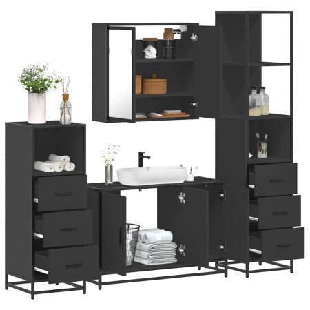 Juego de muebles de baño 4 pzas madera contrachapada negro von , Badezimmermöbel - Ref: Foro24-3301250, Preis: 366,36 €, Raba...