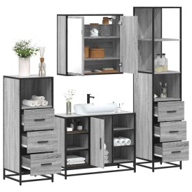 Set de muebles de baño 4 pzas madera contrachapada gris sonoma by , Bathroom furniture - Ref: Foro24-3301273, Price: 353,96 €...