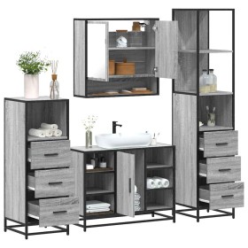 Set de muebles de baño 4 pzas madera contrachapada gris sonoma von , Badezimmermöbel - Ref: Foro24-3301303, Preis: 350,27 €, ...