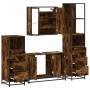 Set de muebles baño 4 pzas madera contrachapada roble ahumado von , Badezimmermöbel - Ref: Foro24-3301252, Preis: 325,90 €, R...