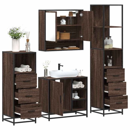 Set de muebles baño 4 pzas madera contrachapada roble marrón von , Badezimmermöbel - Ref: Foro24-3301299, Preis: 346,12 €, Ra...