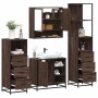 Set de muebles baño 4 pzas madera contrachapada roble marrón