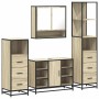 Juego de muebles de baño 4 pzas contrachapada roble sonoma
