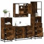 Set de muebles baño 4 pzas madera contrachapada roble ahumado von , Badezimmermöbel - Ref: Foro24-3301292, Preis: 417,86 €, R...