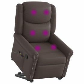 Sillón reclinable masaje pie cuero sintético marrón brillante by , Armchairs - Ref: Foro24-3303421, Price: 297,79 €, Discount: %