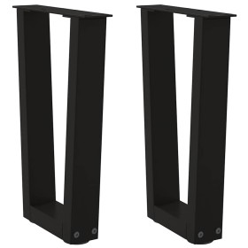 Patas para mesa de comedor en forma de V 2 uds acero negro by , Table legs - Ref: Foro24-4012624, Price: 50,31 €, Discount: %