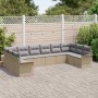 Conjunto de sofá de jardín con cojín 10 pcs Beige Poliratán