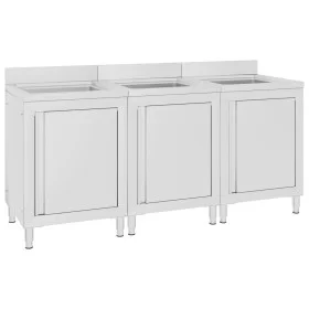 Commercial kitchen sink 3 pieces stainless steel by vidaXL, Restoration - Ref: Foro24-3058274, Price: 962,78 €, Discount: %