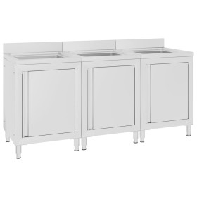 Gewerbliche Küchenspüle 3-teilig aus Edelstahl von vidaXL, Wiederherstellung - Ref: Foro24-3058274, Preis: 951,81 €, Rabatt: %