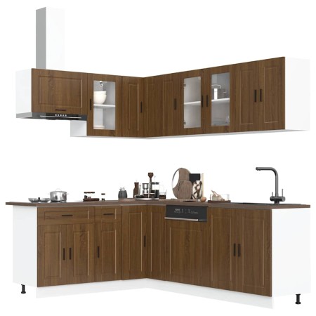 Mueble cocina Porto roble marrón 11 pzas madera contrachapada von , Küchenschränke - Ref: Foro24-3314908, Preis: 683,57 €, Ra...