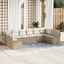 Conjunto de sofá de jardín con cojín 10 pcs Beige Poliratán