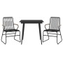 Juego de comedor de jardín 3 piezas ratán PVC negro de vidaXL, Conjuntos de jardín - Ref: Foro24-3060267, Precio: 226,33 €
