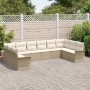 Conjunto de sofá de jardín con cojín 10 pcs Beige Poliratán