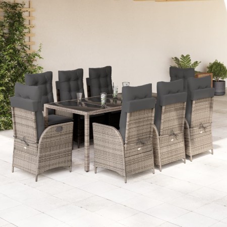 Set comedor jardín 9 pzas y cojines ratán sintético gris von , Gartensets - Ref: Foro24-3213084, Preis: 1,00 €, Rabatt: %