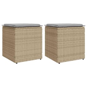 Taburetes de jardín con cojines 2 uds beige 40x40x43 cm de , Otomanas de exterior - Ref: Foro24-4104042, Precio: 127,66 €, De...