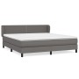 Cama box spring con colchón cuero sintético gris 180x200 cm