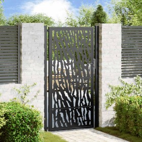 Puerta de jardín de diseño con carril de acero negro 105x180 cm de , Puertas de jardín - Ref: Foro24-4100982, Precio: 238,54 ...