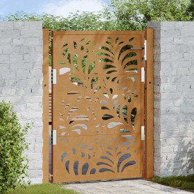 Puerta de jardín de acero desgastado diseño ondulado 105x130 cm