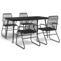 Juego de comedor de jardín 5 piezas ratán PVC negro by vidaXL, Garden sets - Ref: Foro24-3060269, Price: 390,84 €, Discount: %