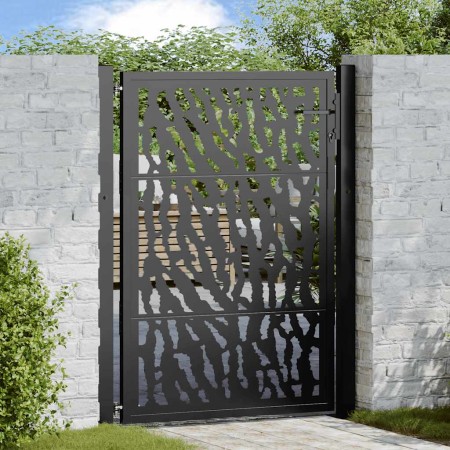 Puerta de jardín de diseño con carril de acero negro 105x130 cm by , garden gates - Ref: Foro24-4100980, Price: 200,03 €, Dis...