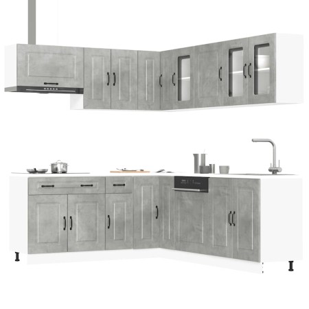 Mueble cocina Kalmar gris hormigón 11 pzas madera contrachapada von , Küchenschränke - Ref: Foro24-3314915, Preis: 717,86 €, ...